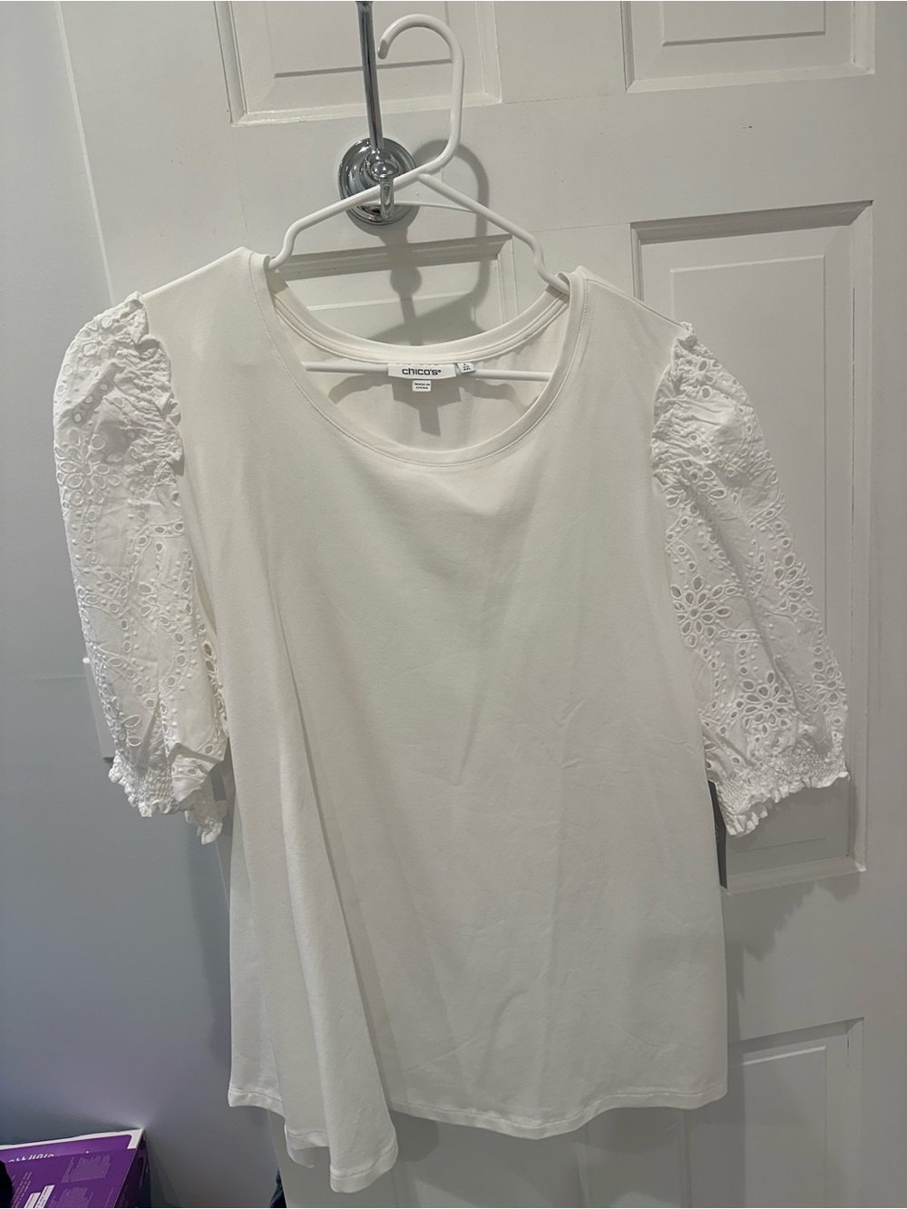 Chico's Cream Round Neck Knit Top